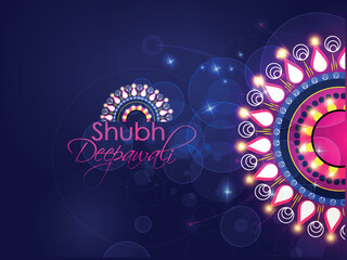 Happy Diwali with realistic oil lamp elegant Diya, Gift card, Poster, banner, Big sale background 