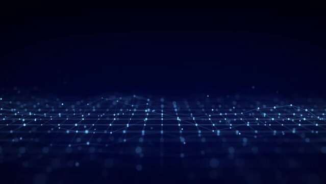 Futuristic perspective grid in digital cyberspace. Flow of binary code. Network connection structure. 3D rendering.	
