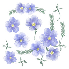Obraz premium blue purple flowers and leaves