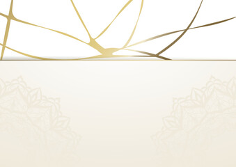 Light background with golden kintsugi. Golden kintsugi design for cover, cards, etc. 