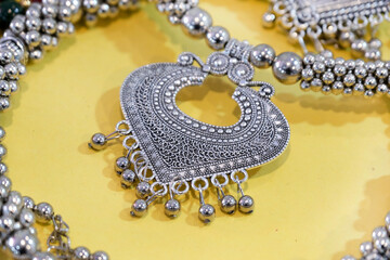 Indian Traditional jewellery displayed in a street shop for sale in Pune, Maharashtra. Indian art, Indian Traditional jewelry.