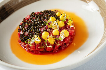 beef tartar in the restaurant