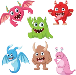 Fotobehang Set of cute monster cartoon © tigatelu