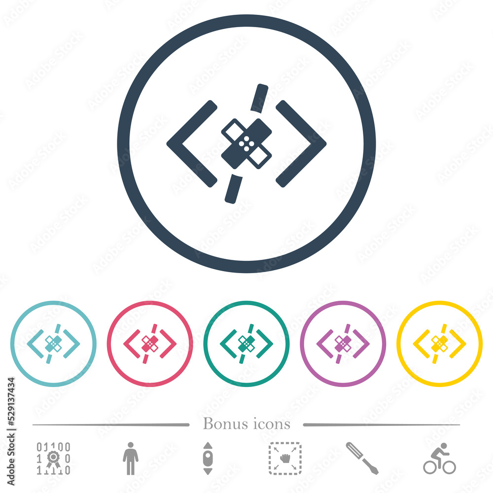Poster software patch flat color icons in round outlines
