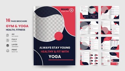 16 Page gym yoga health & fitness company brochure design