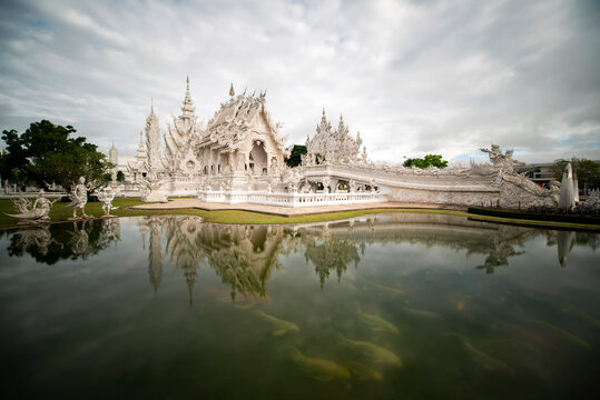 Wat RongKhun or White Temple is the most famous landmark in Chiang Rai, North of Thailand.