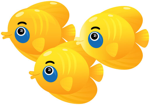cartoon happy and funny looking fish swimming illustration for children