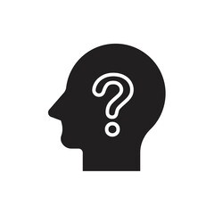 Head with question mark icon. Question mark human head icon symbol. isolated on white background. vector illustration