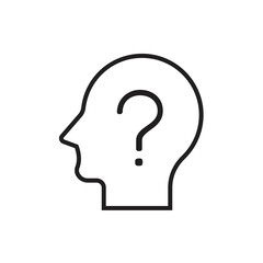 Head with question mark icon. Question mark human head icon symbol. isolated on white background. vector illustration