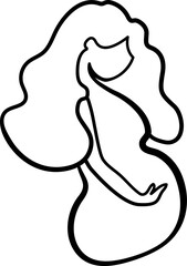 Future mother is waiting her baby. Pregnant woman flat icon line art vector illustration