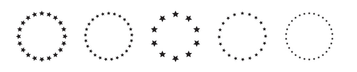 Stars in circle icon. Stars in round circular emblem. Vector illustration