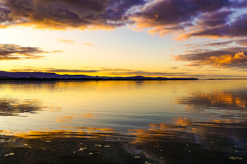 sunset over the harbour