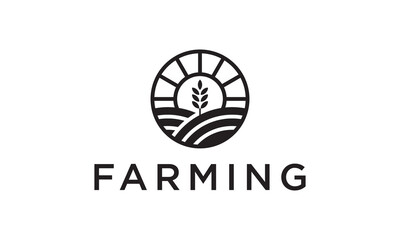 agriculture tree and circle logo combination, unique concept. farm symbol icon