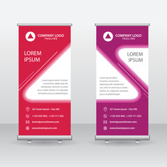 Roll Up Banner Background Vector Template with Abstract Geometric Design
