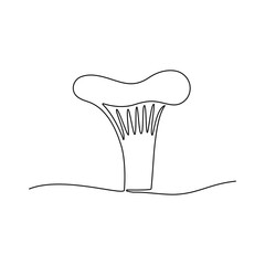 Continuous one line drawing of mushroom chanterelle. Vector illustration