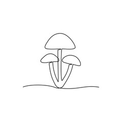 Continuous one line drawing of mushrooms. Vector illustration