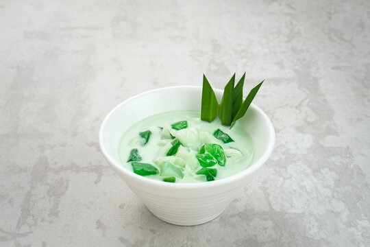 Buko Pandan, a dessert from Philippines, made from jelly, young coconut, evaporated milk, sweetened condensed milk