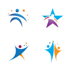 Fototapeta na wymiar star people logo design with vector illustration template