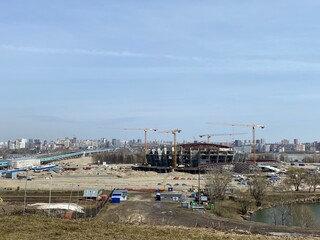 Fototapeta na wymiar construction of an ice arena in Novosibirsk