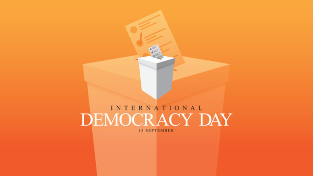 International Democracy Day background. abstract. voting box design in vector format and yellow and orange background colors. suitable for banners, background wallpapers and more