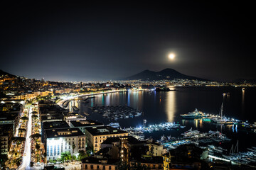 View from Posillipo on Naples by Night, Italy