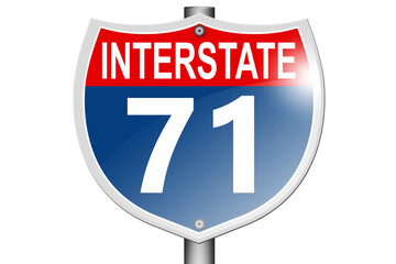 Interstate highway 71 road sign isolated on white background