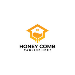 honey comb logo concept, honey home design template