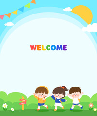 Cute children's children's recruitment frame

