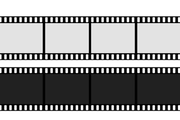 Isolated wide blank and black film strip