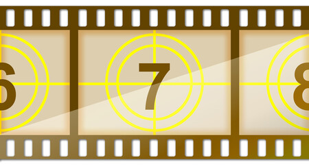 Photography film strip template with 7 sign