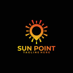 sun logo design concept, point sun logo template