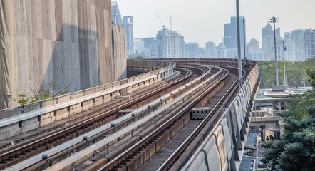 Fototapeta premium Railway in big city in day time.