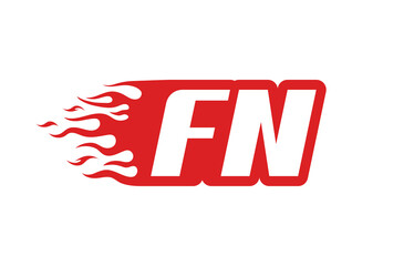 Letter FN or F N fire logo vector illustration in red and white. Speed flame icon for your project, company or application.