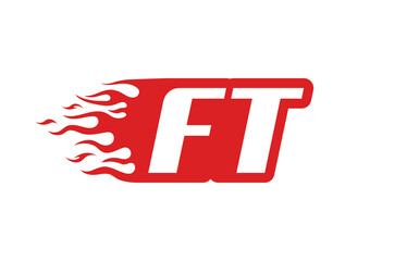 Letter FT or F T fire logo vector illustration in red and white. Speed flame icon for your project, company or application.