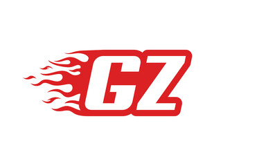Letter GZ or G Z fire logo vector illustration in red and white. Speed flame icon for your project, company or application.