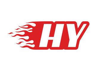 Fototapeta premium Letter HY or H Y fire logo vector illustration in red and white. Speed flame icon for your project, company or application.