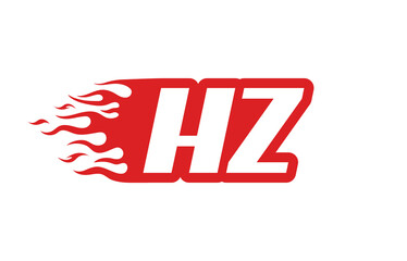 Letter HZ or H Z fire logo vector illustration in red and white. Speed flame icon for your project, company or application.
