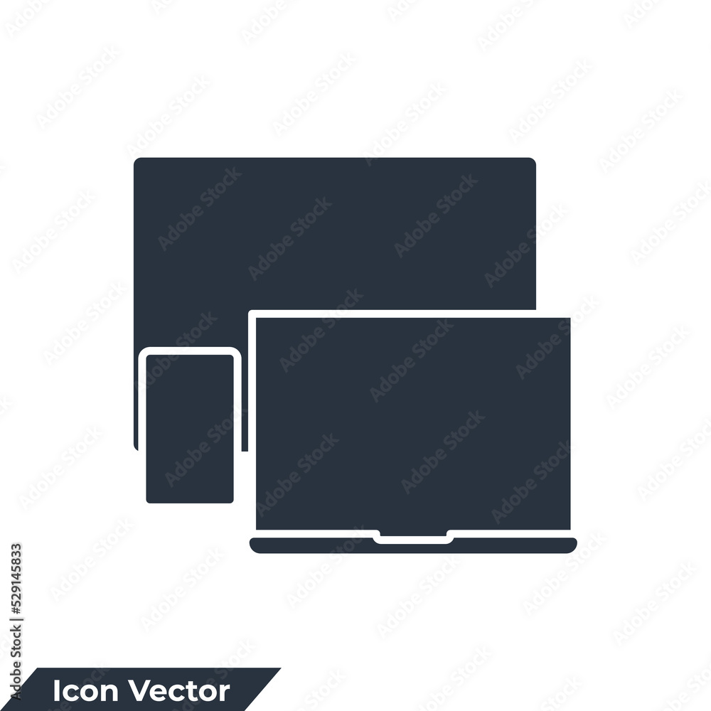 Poster responsive icon logo vector illustration. devices and electronics symbol template for graphic and we