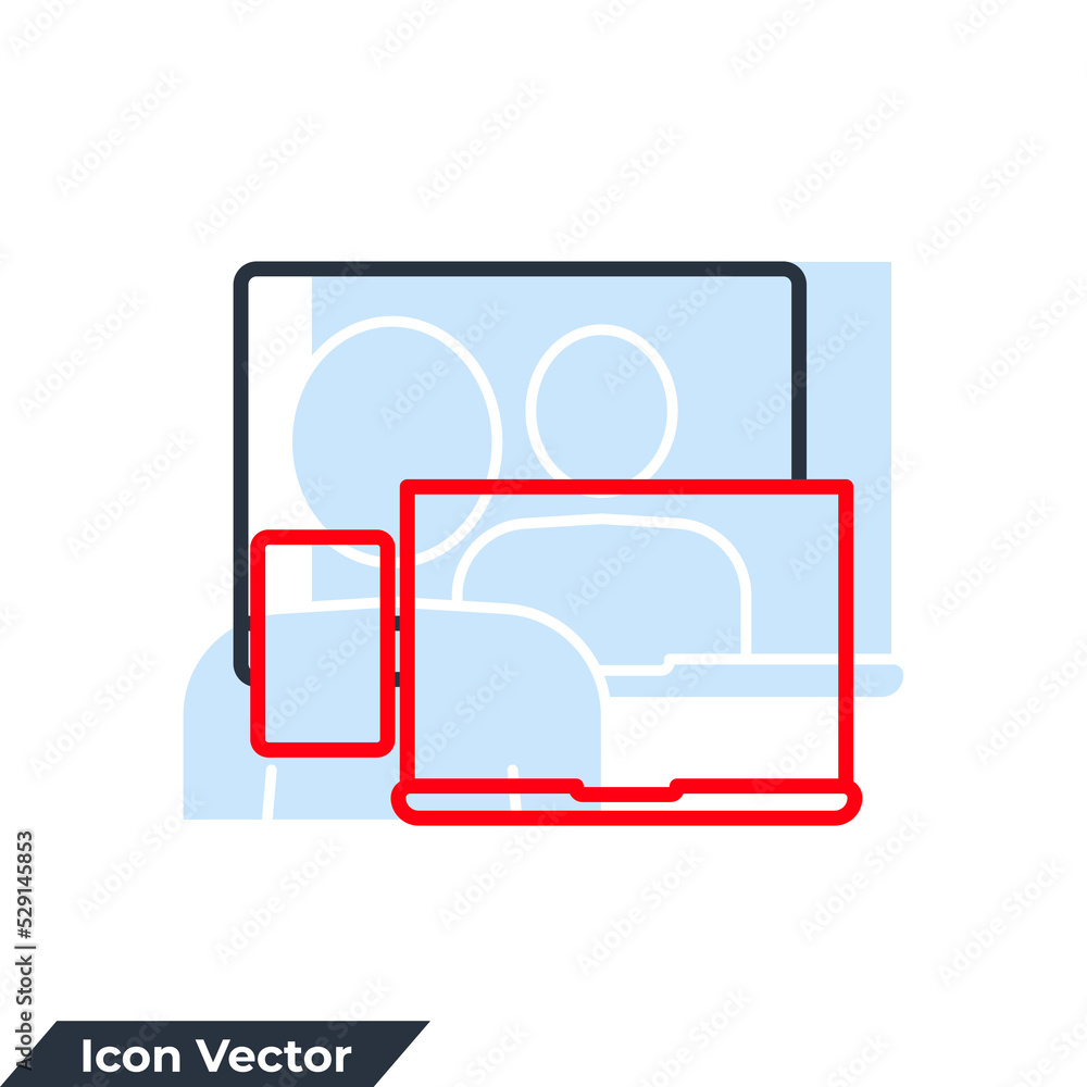 Poster responsive icon logo vector illustration. devices and electronics symbol template for graphic and we