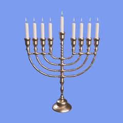 3D Menorah. Hanukkah holiday. 3d rendering