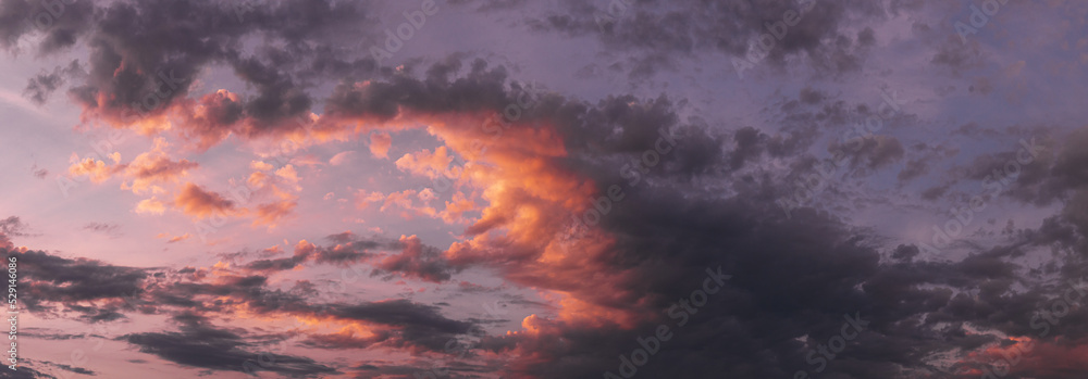 Wall mural tranquility clouds float natural background sky. cloudy sky with clouds. panoramic view on sky lands