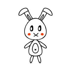 Bunny doodle in cartoon style isolated on white background. Vintage nature vector graphic. Funny design element.