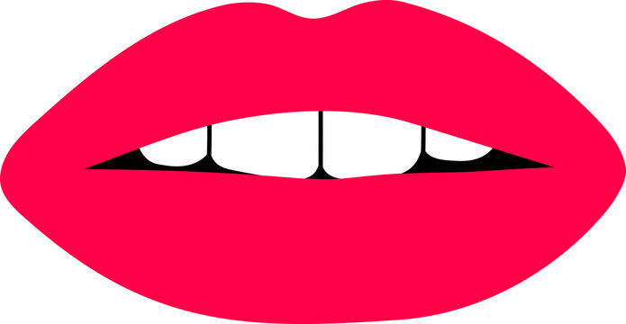 recommend clip art: Open female human mouth with teeth in modern flat, line style. Hand drawn vector illustration of lips, open mouth, whispering, sexy, passion, beautiful, make up. Fashion patch, badge, emblem.	
                    