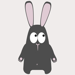 Black water rabbit or hare on a light background. Vector illustration of the symbol of 2023. Chinese calendar