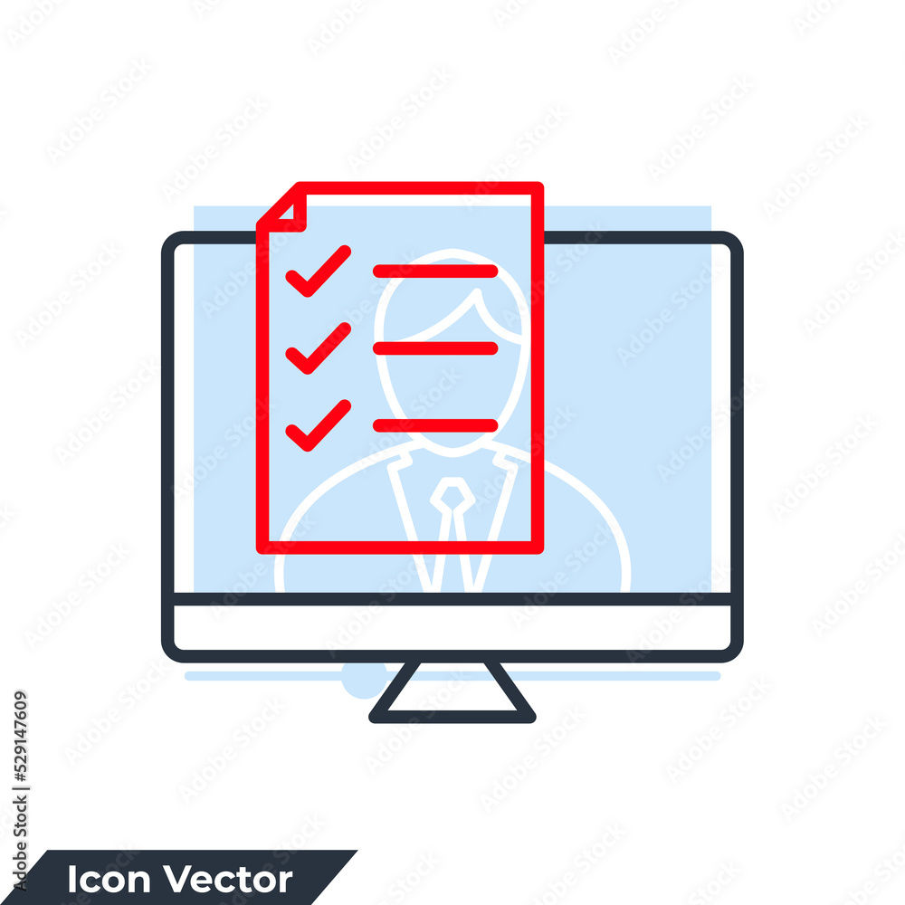 Fototapete checklist browser window icon logo vector illustration. computer and document checklist symbol templ
