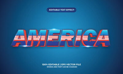 America 3d editable text effect style with background, 3D text effect vector, America vector Text effect Editable