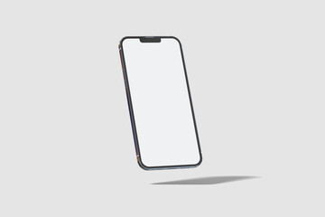 Floating smartphone with blank screen