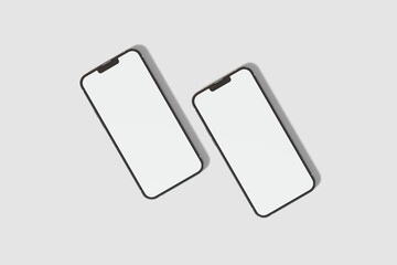 Two smartphone mockups with blank screen