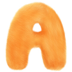Orange fluffy alphabet cute and funny for children illustration.