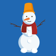 snowman with bucket and scarf